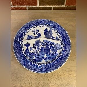 Blue‎ Willow Divided Grill Plate Meizan Made In Japan